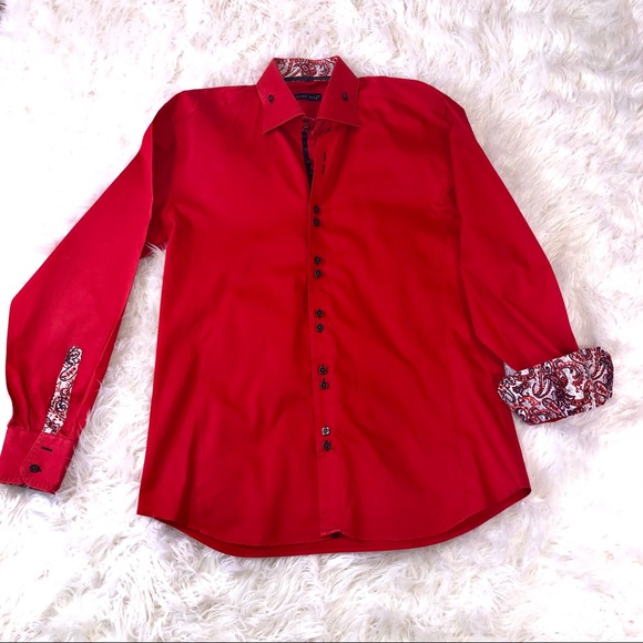Jared Lang Red/Paisley L/S Shirt Flipped Cuff - Picture 1 of 5